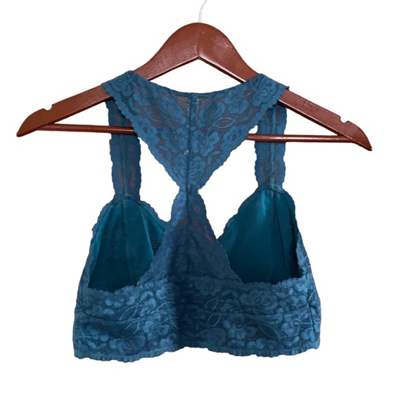 Free People BOHO Lace Emerald Green Racerback Bralette - Picture 2 of 5